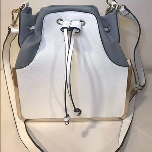 Trendy leather crossbody bag purse white gold trim